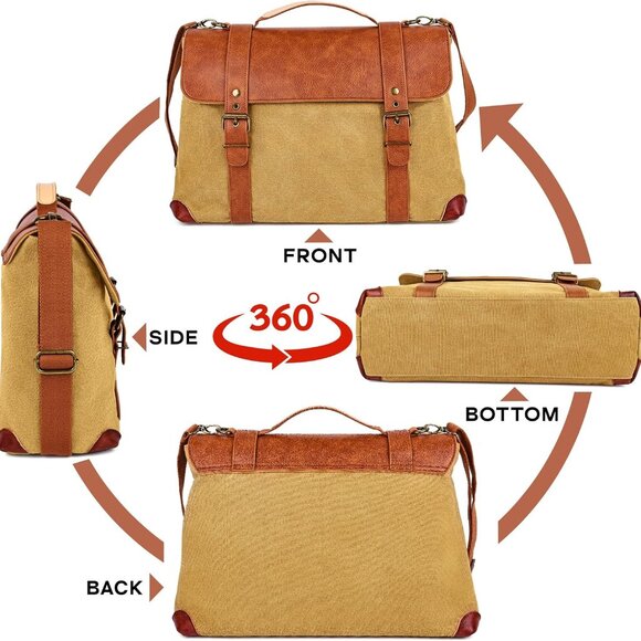 Adjustable Straps Brown Laptop Messenger Bag – Stylish & Secure Crossbody Case - Picture 4 of 7